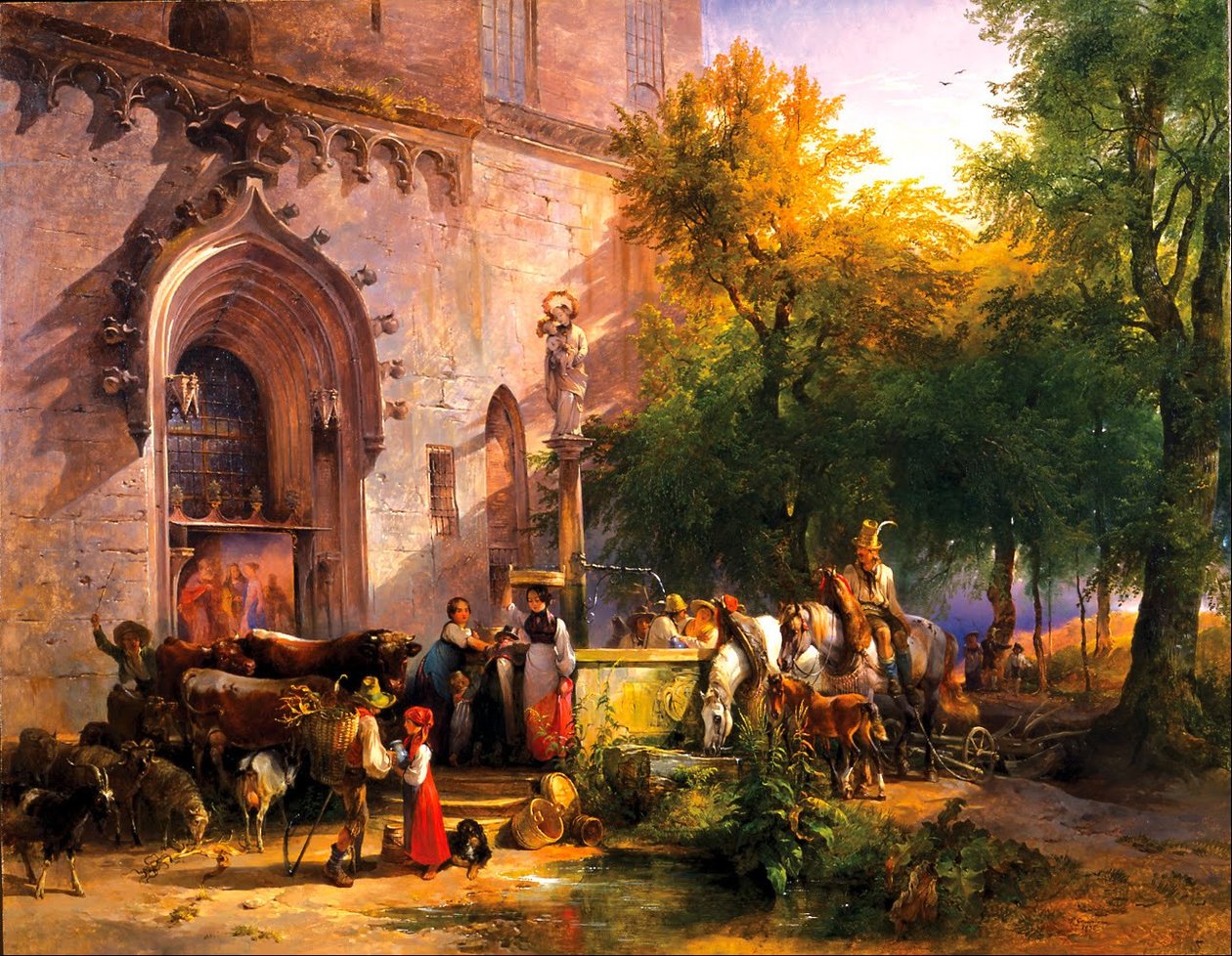 À la fontaine du monastère - Friedrich Gauermann