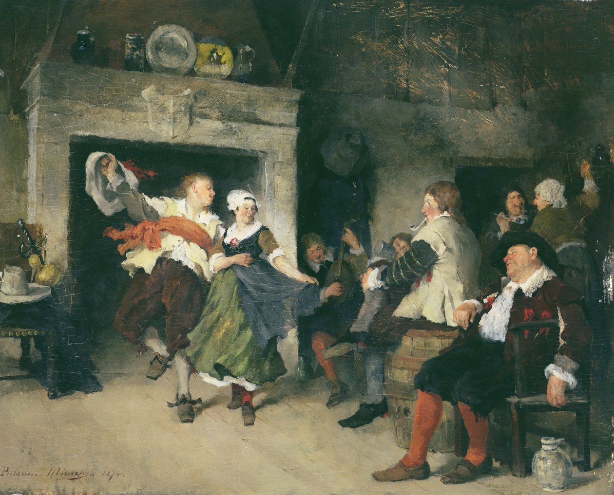 Couple dansant dans une taverne, 1874 - Friedrich von Puteani