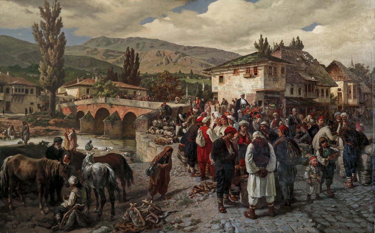 À la passerelle latine à Sarajevo - Friedrich Alois Schönn