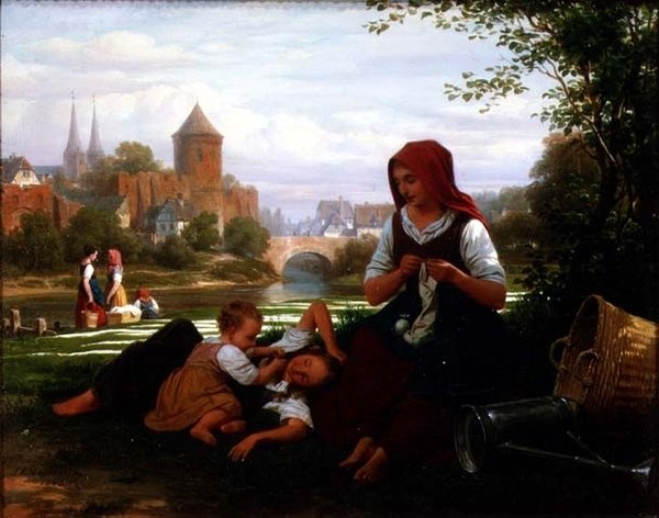 Le terrain de blanchiment, 19ème siècle - Friedrich Edouard Meyerheim