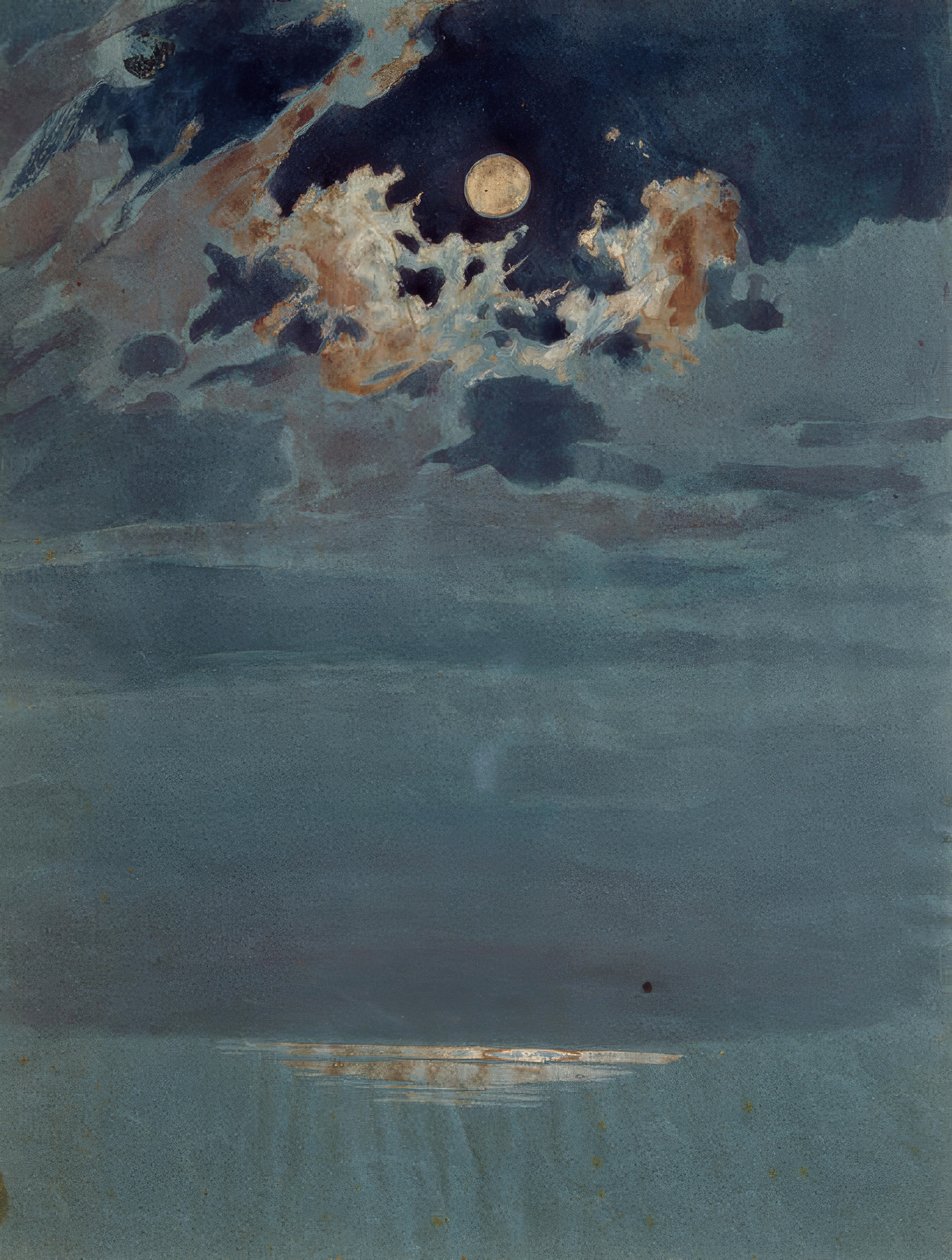 Couverture nuageuse déchirée par la pleine lune - Friedrich Nerly