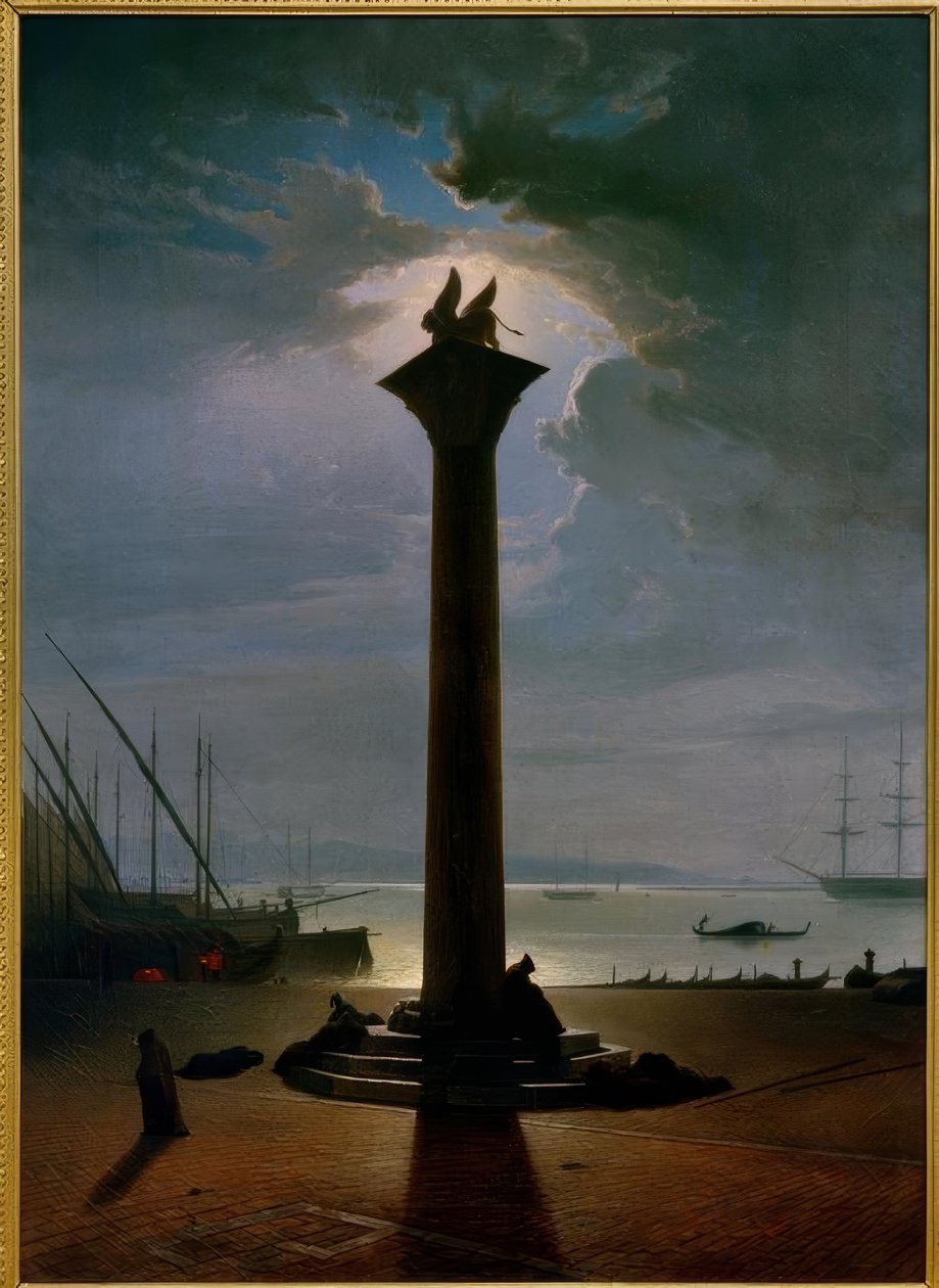 La colonne de Saint-Marc à Venise au clair de lune - Friedrich Nerly