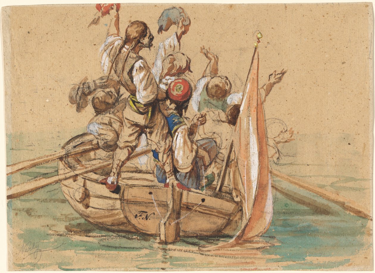 Marins grecs sur un canal vénitien - Friedrich Nerly