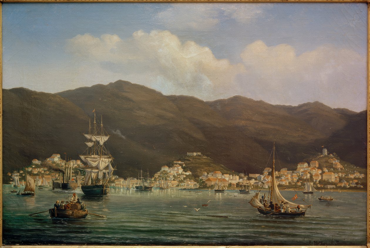 Vue sur le port de Saint Thomas - Fritz Melbye