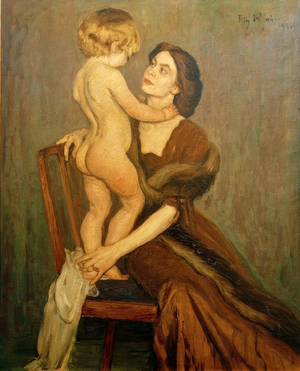 Dame avec enfant - Fritz Rhein