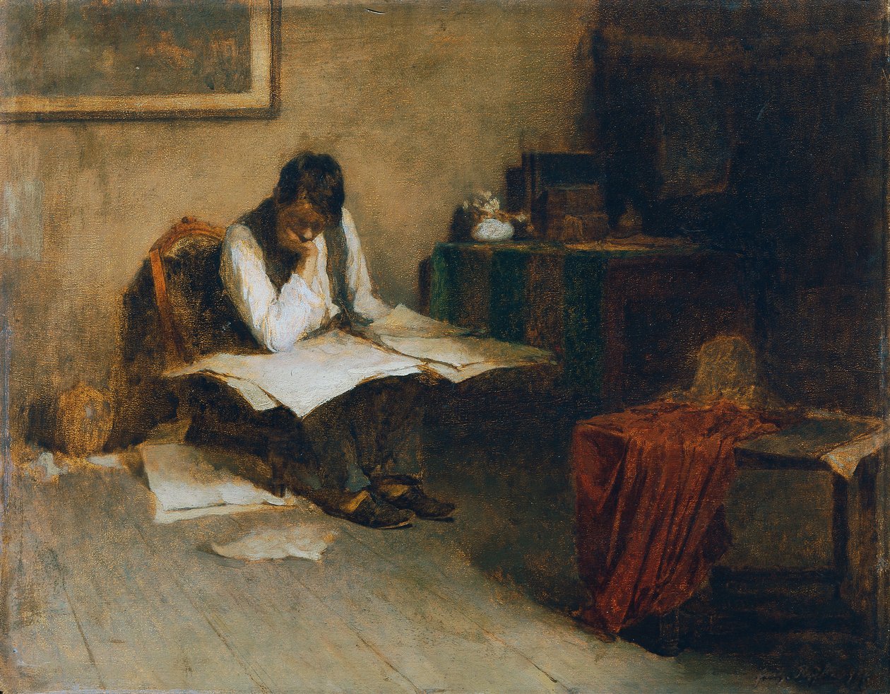 Homme lisant - Fritz Rojka