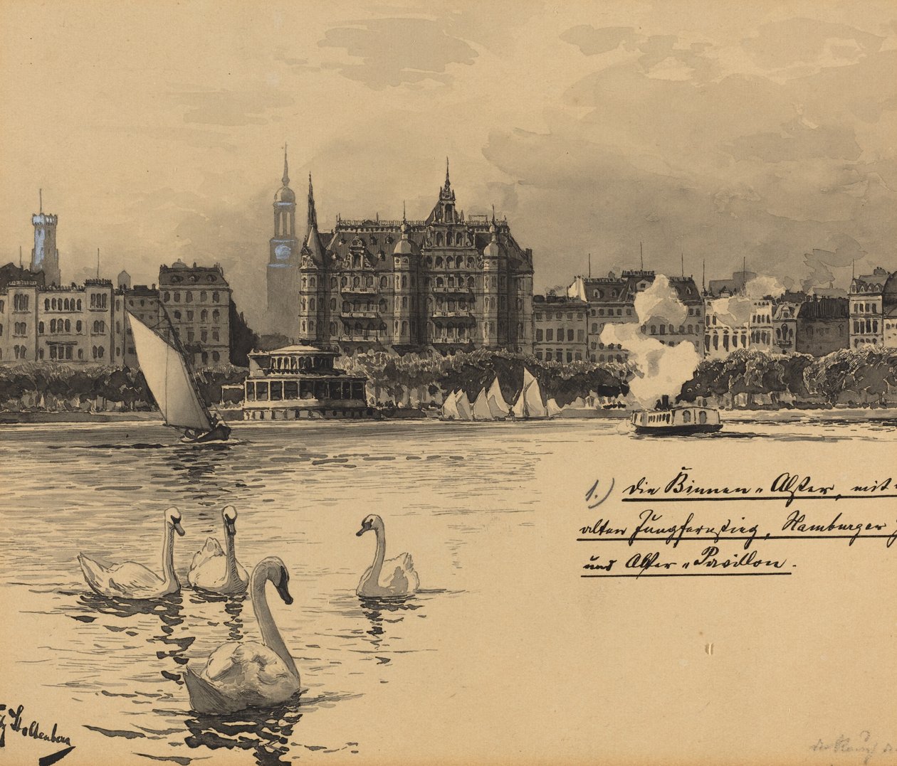 Binnenalster mit Jungfernstieg - Fritz Stoltenberg