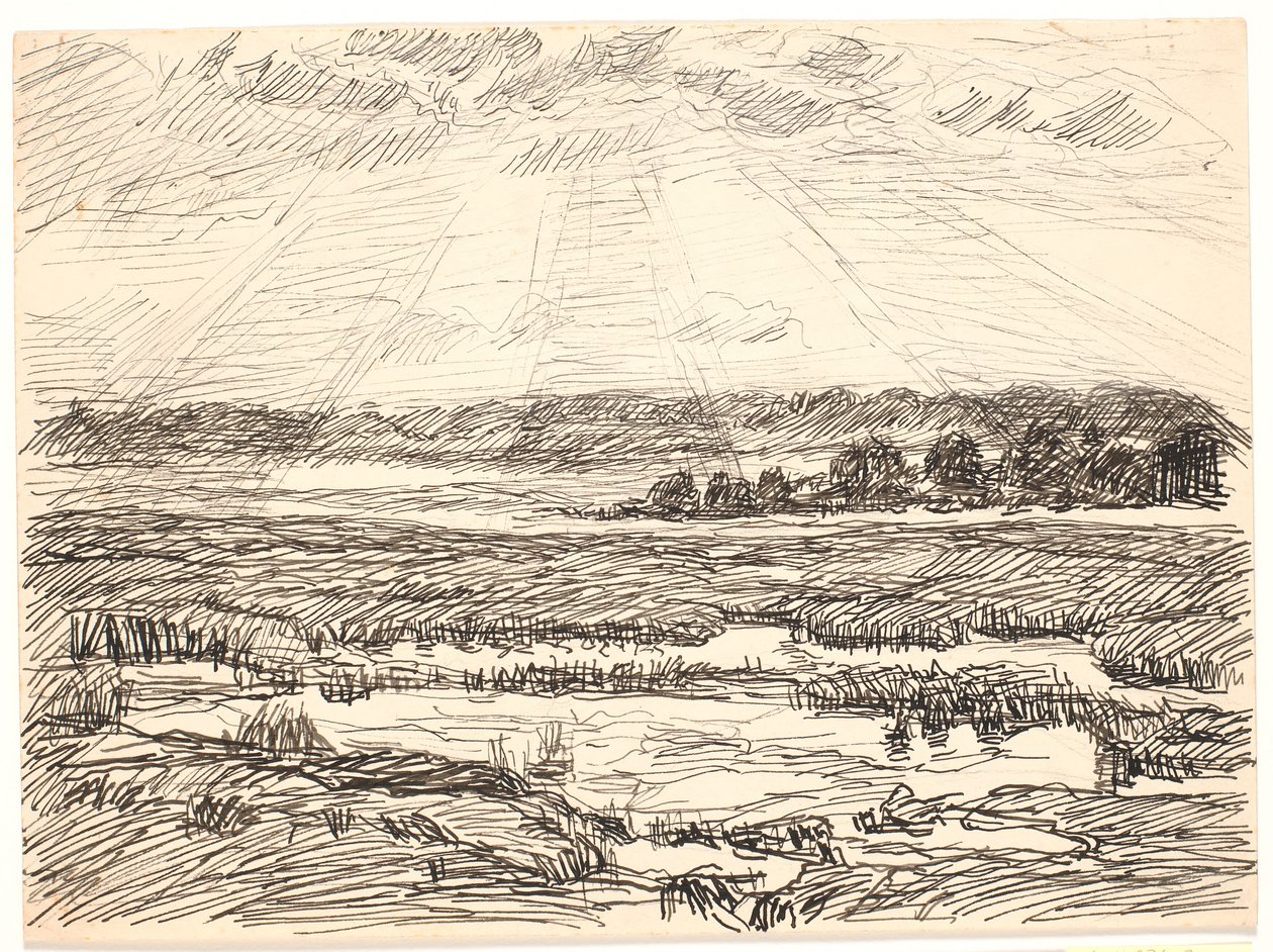Paysage de la Moselle avec soleil bas - Fritz Syberg