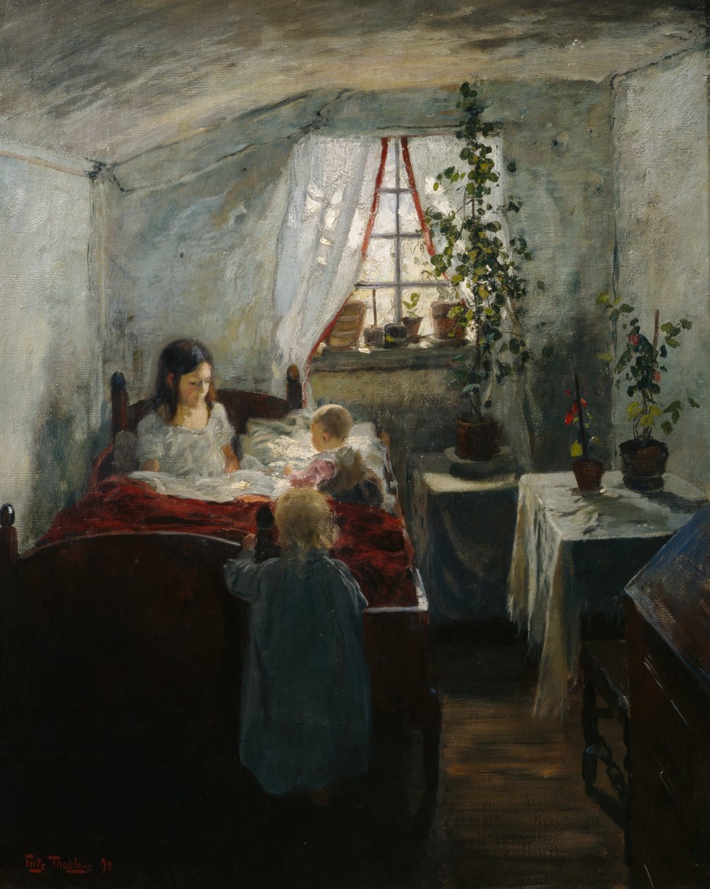 Intérieur avec enfants - Fritz Thaulow