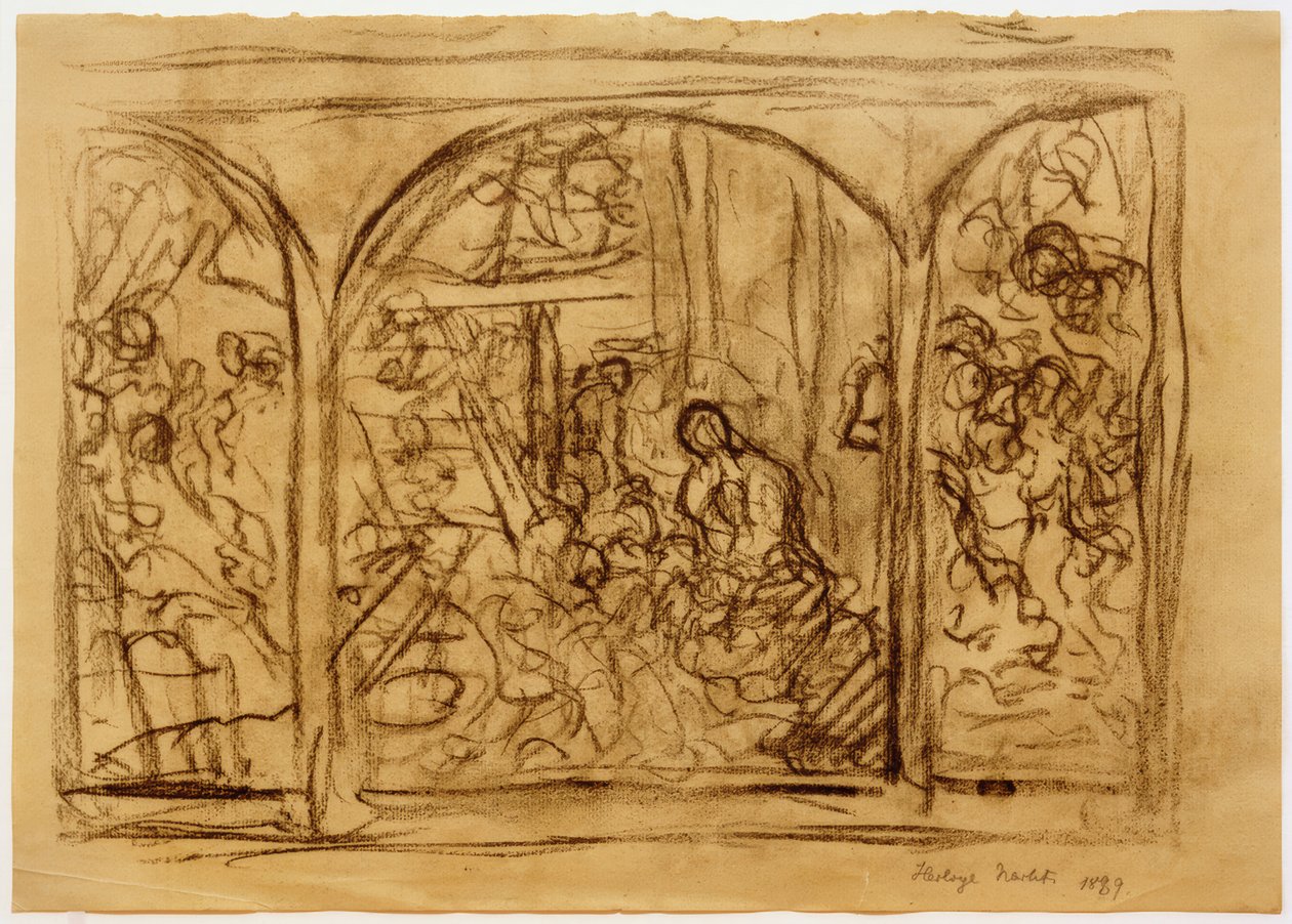 Esquisse de composition "La Sainte Nuit" - Fritz von Uhde