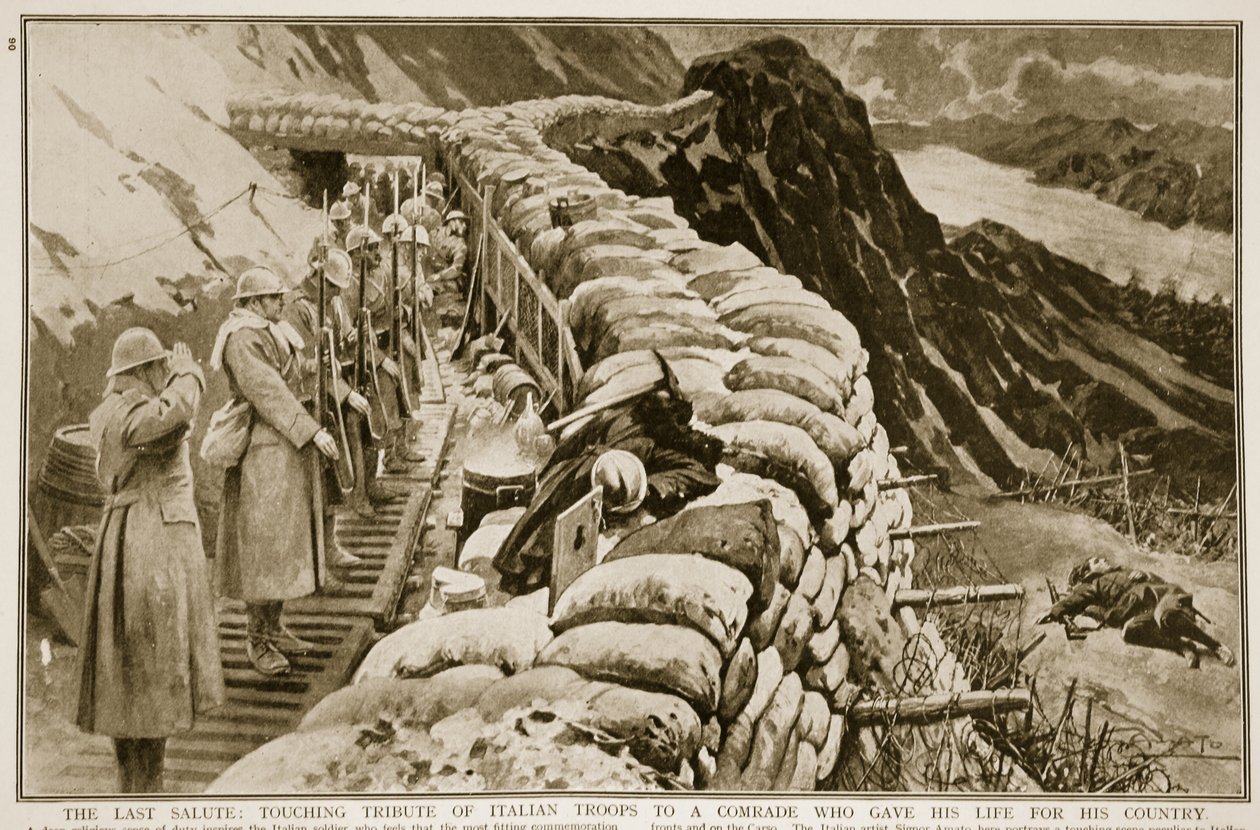 Le dernier salut : hommage touchant des troupes italiennes à un camarade qui a donné sa vie pour son pays, 1914-19 - G.S. Amato