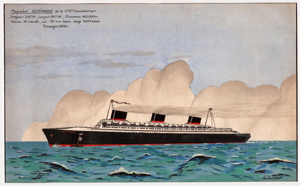 Le paquebot Normandie. vers 1935 - G. Dufresse