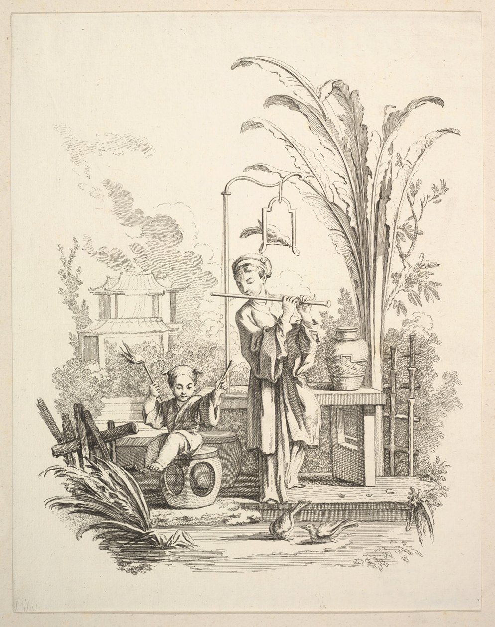 Flûtiste et un Enfant Timbalier - Gabriel Huquier