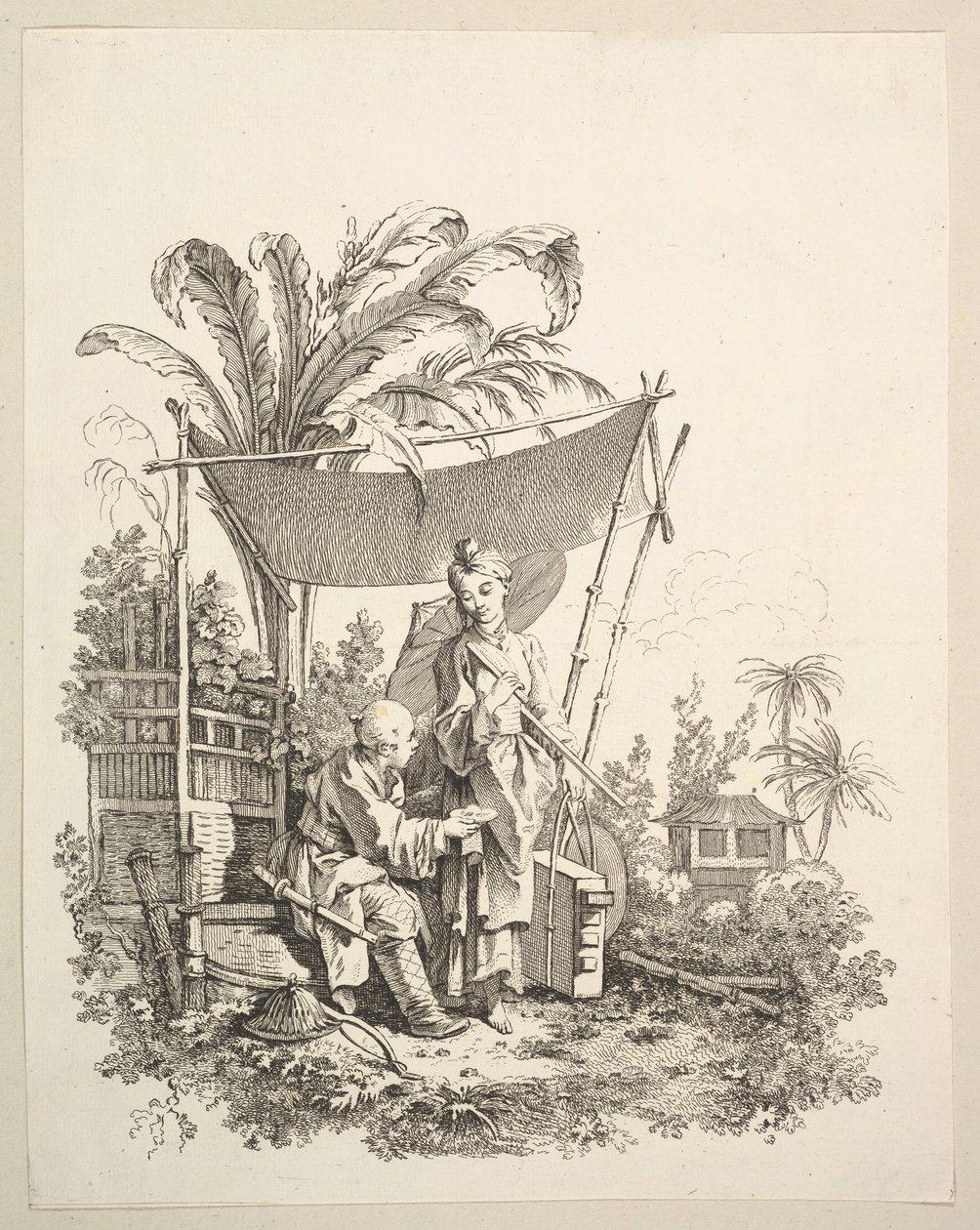 Femme montrant des curiosités à un soldat - Gabriel Huquier