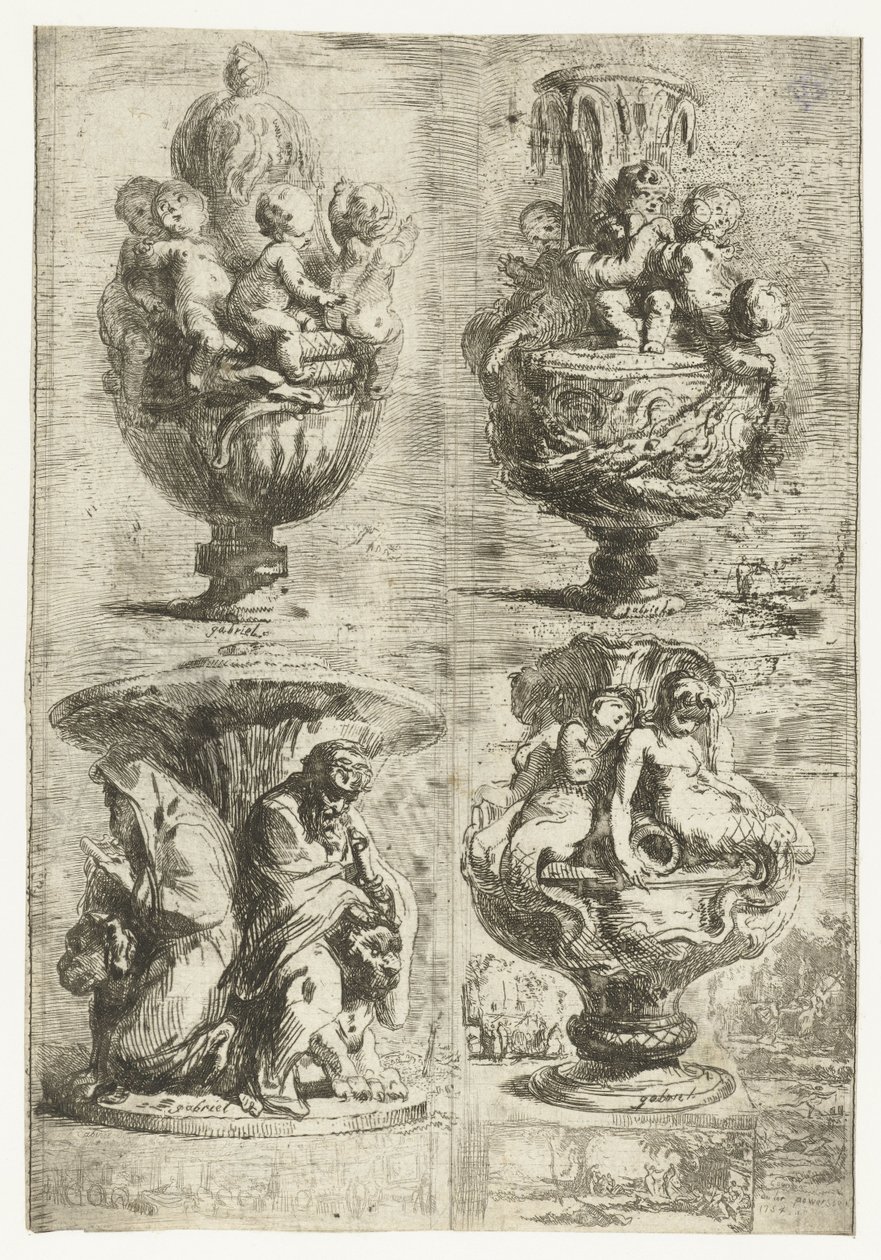 Quatre vases - Gabriel Jacques de Saint Aubin
