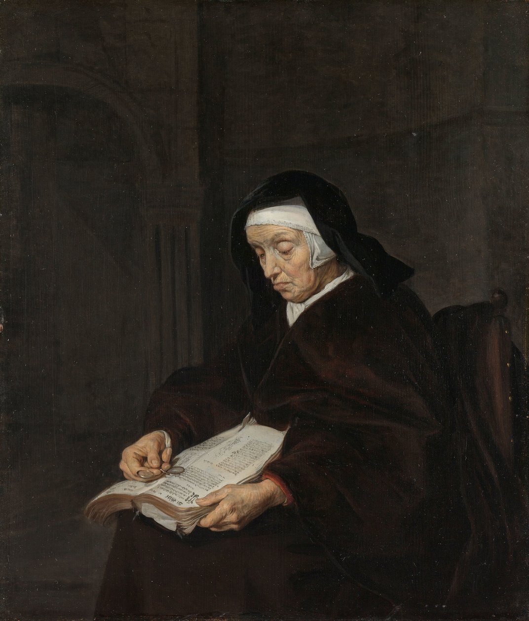 Vieille femme méditant - Gabriel Metsu