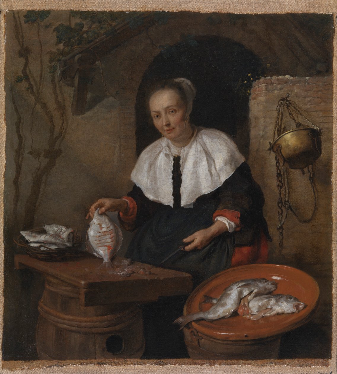 Femme nettoyant des poissons - Gabriel Metsu