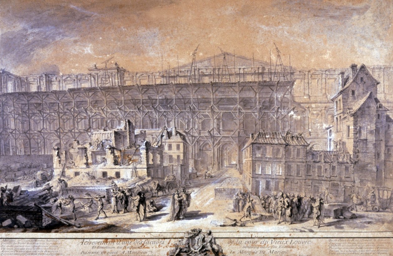 Construction du Louvre, Paris - Gabriel de Saint Aubin