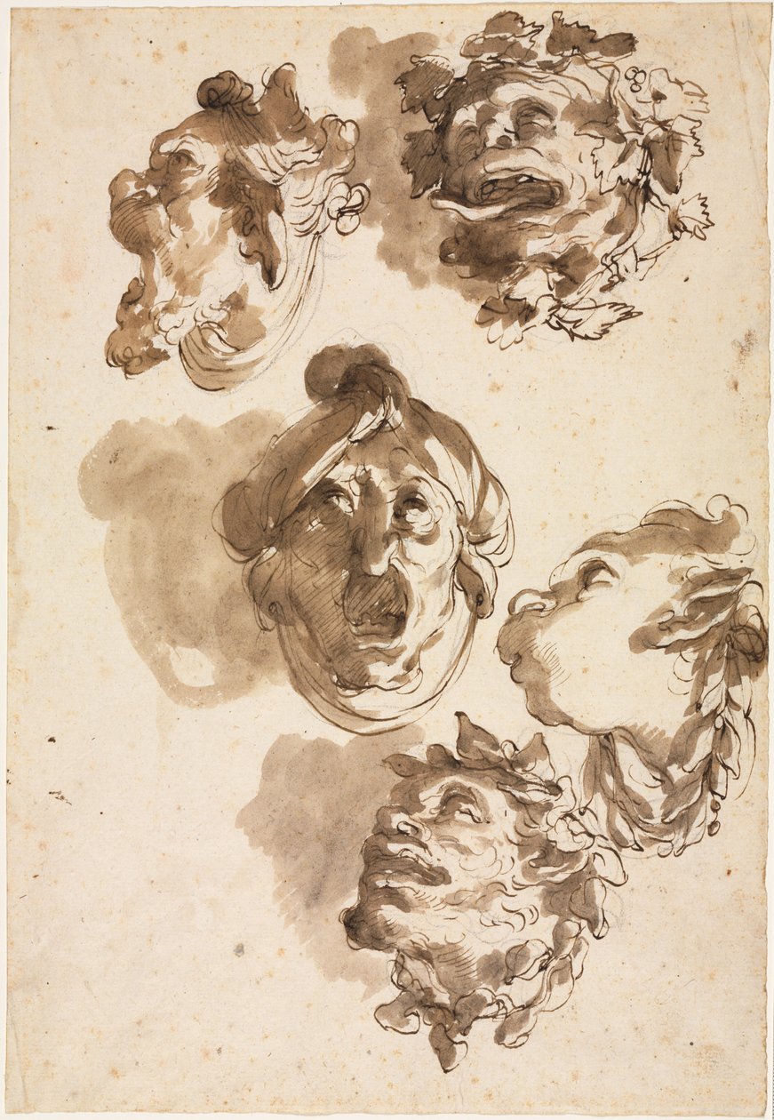 Cinq têtes grotesques - Gaetano Gandolfi
