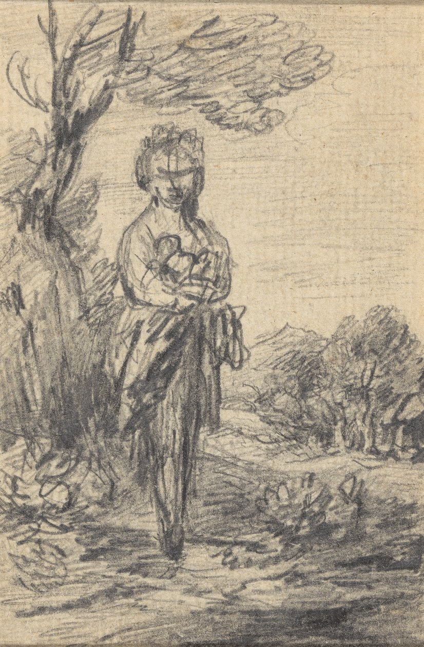 Figure féminine debout dans un paysage - Gainsborough Dupont