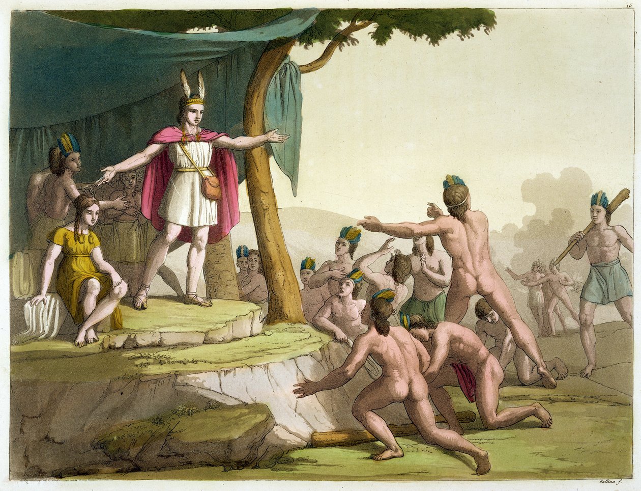 Le roi Manco Capac et la reine Coya Mama recevant l