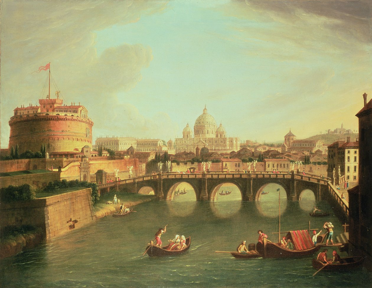 Vue de Rome avec le pont et le Castel Saint-Ange par le Tibre - Gaspar van Wittel