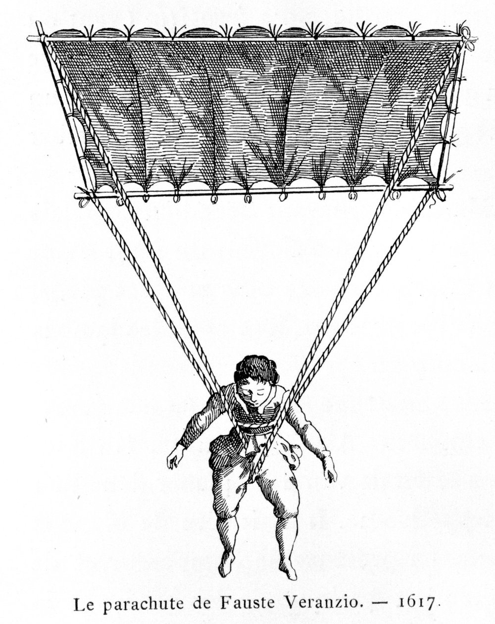 Le parachute de Fauste Veranzio, 1617, 1887 - Gaston Tissandier