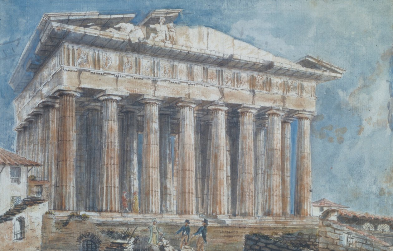 Le retrait des sculptures des frontons du Parthénon par Elgin - Gell Sir William