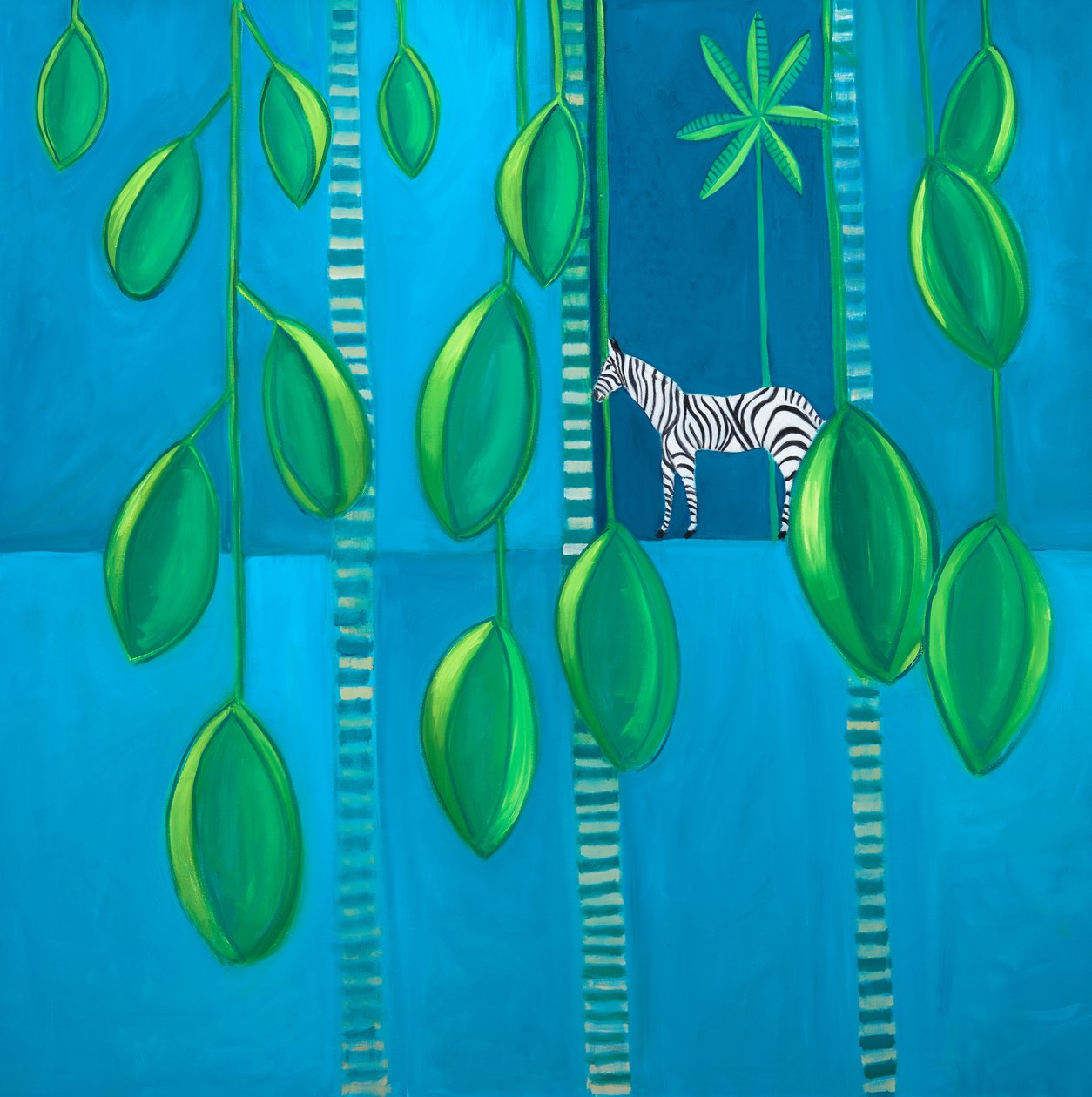 Where Zebras Live, 2017 (huile sur toile) - Genevieve French