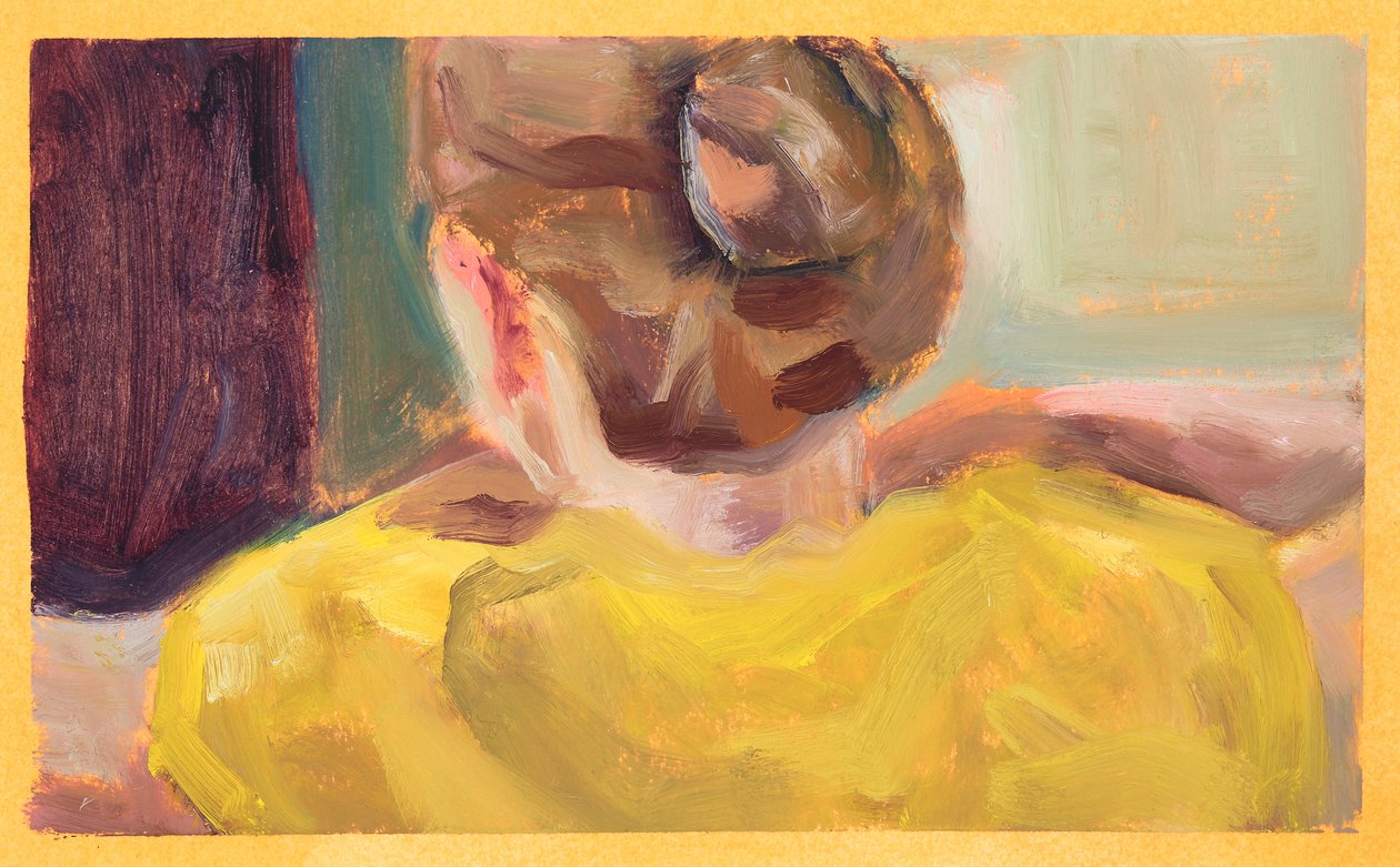 Yellow Jumper (huile sur papier) - Genevieve French