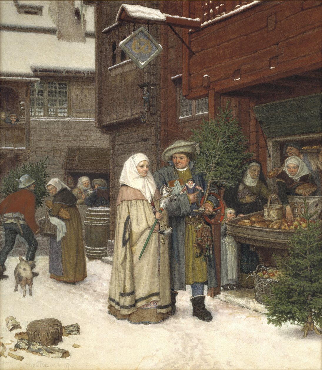 La foire de Noël, 1872 - Georg Rosen