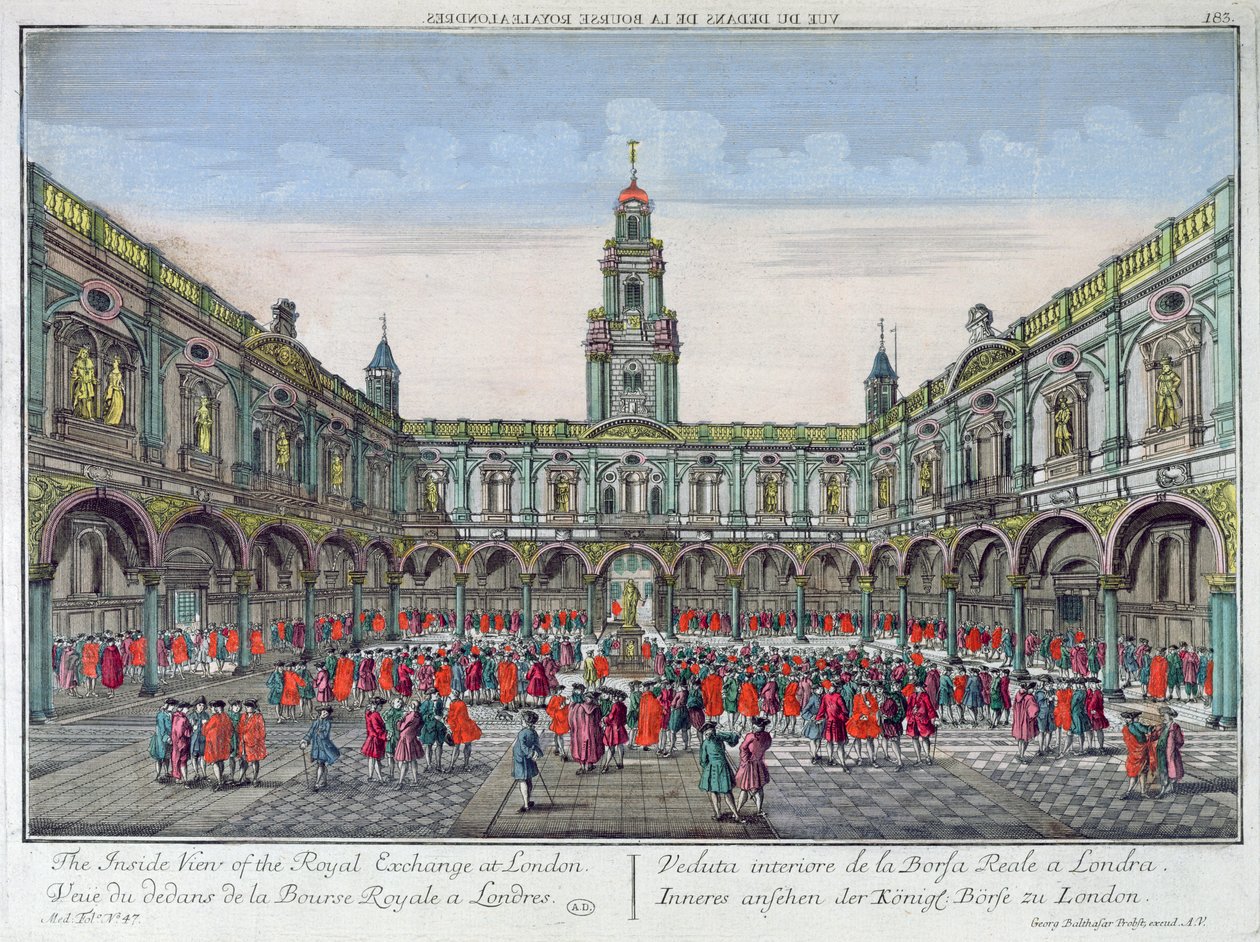 Vue intérieure de la Bourse Royale, Londres - Georg Balthasar Probst