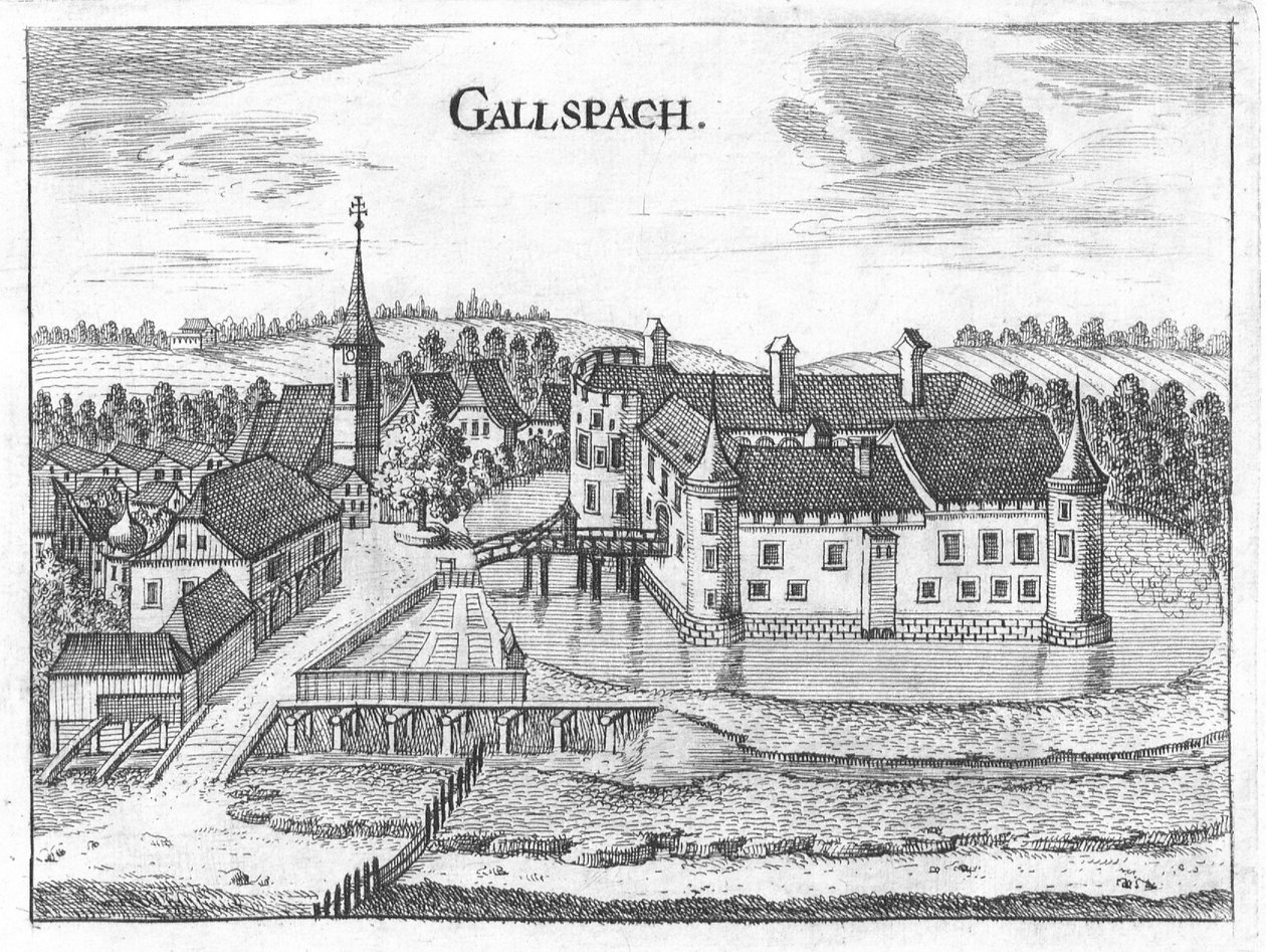 Gravure, vue du château de Gallspach, Haute-Autriche - Georg Matthaus Vischer