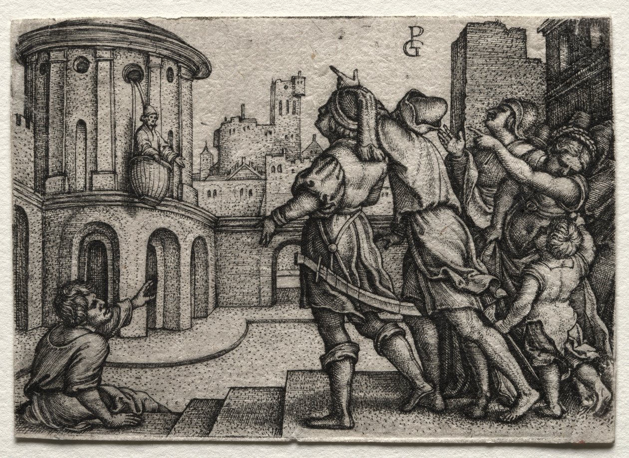 Virgile suspendu dans un panier, vers 1541-42 - Georg Pencz