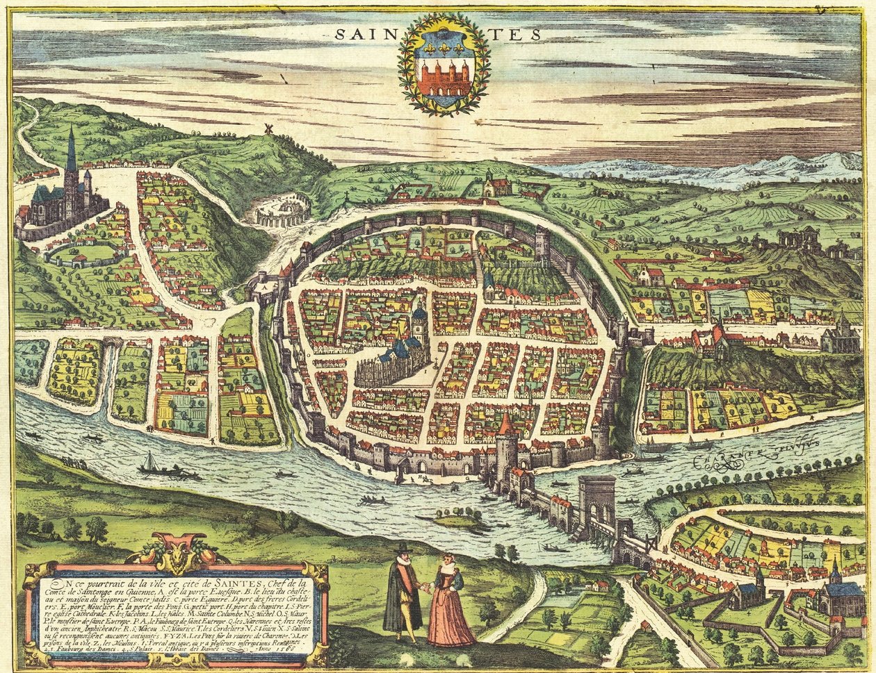 Saintes, France - Georg and Hogenberg Franz (1535 90) Braun