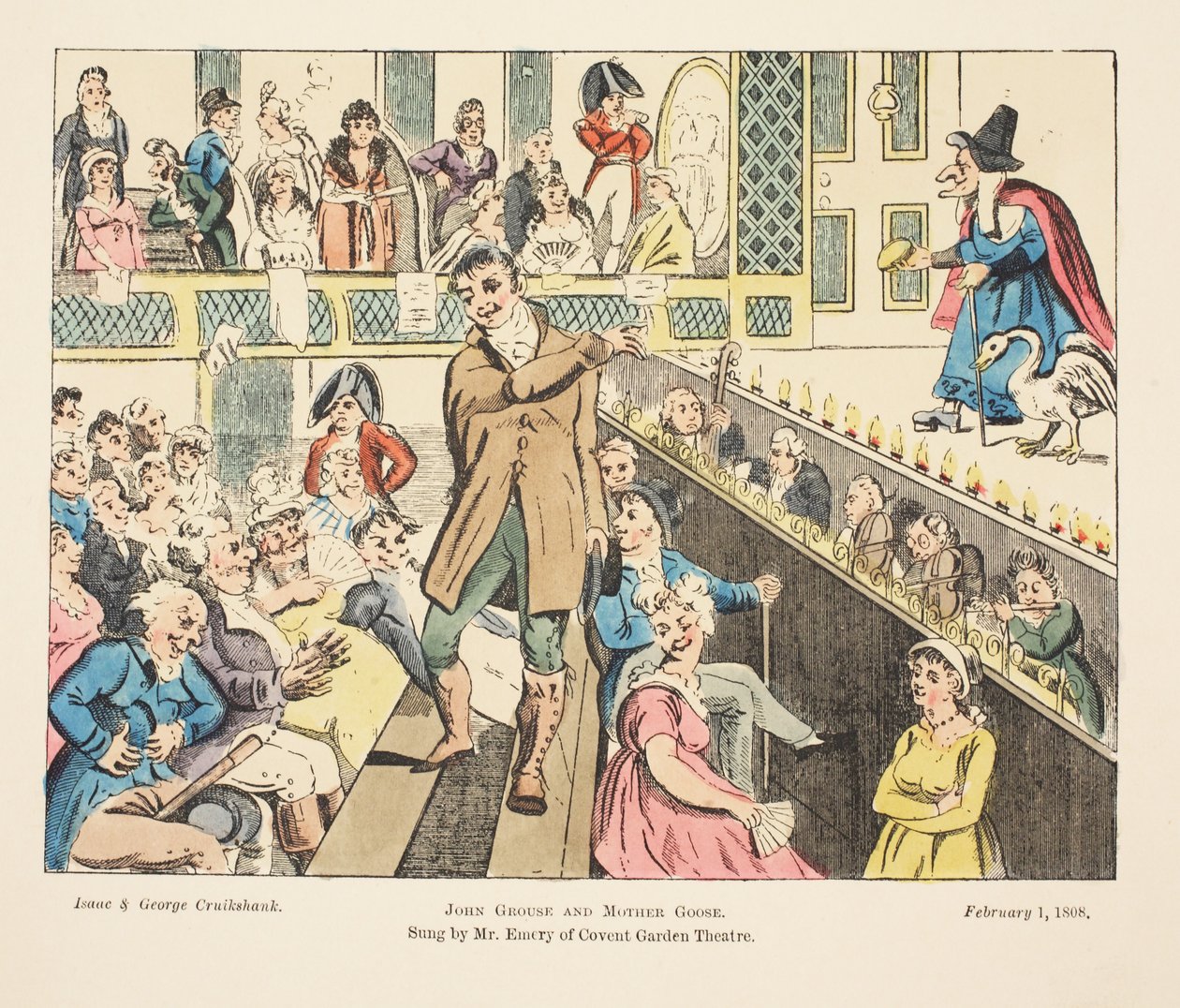 John Grouse et Mother Goose, chanté par M. Emery de Covent Garden, pub. 1808 - Isaac, Robert and George Cruikshank