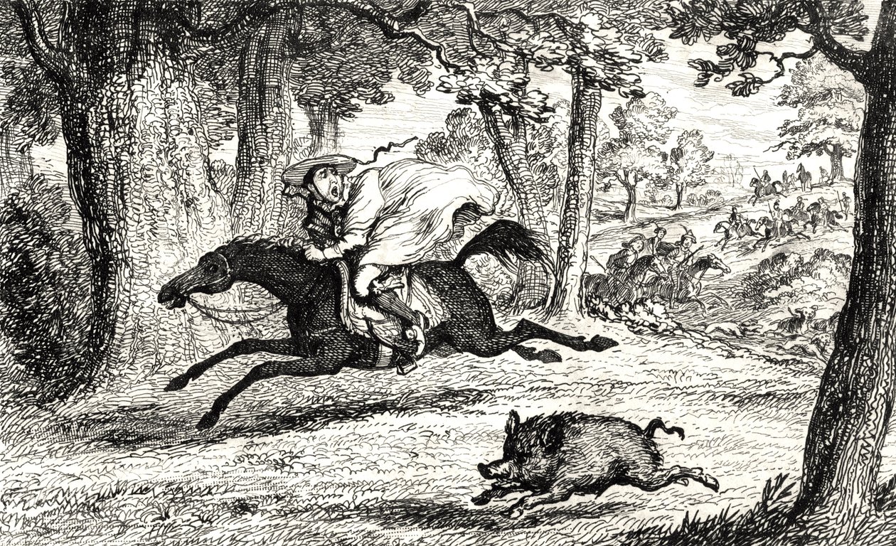 Le cardinal Jean de Belue chassant un sanglier, illustration de 