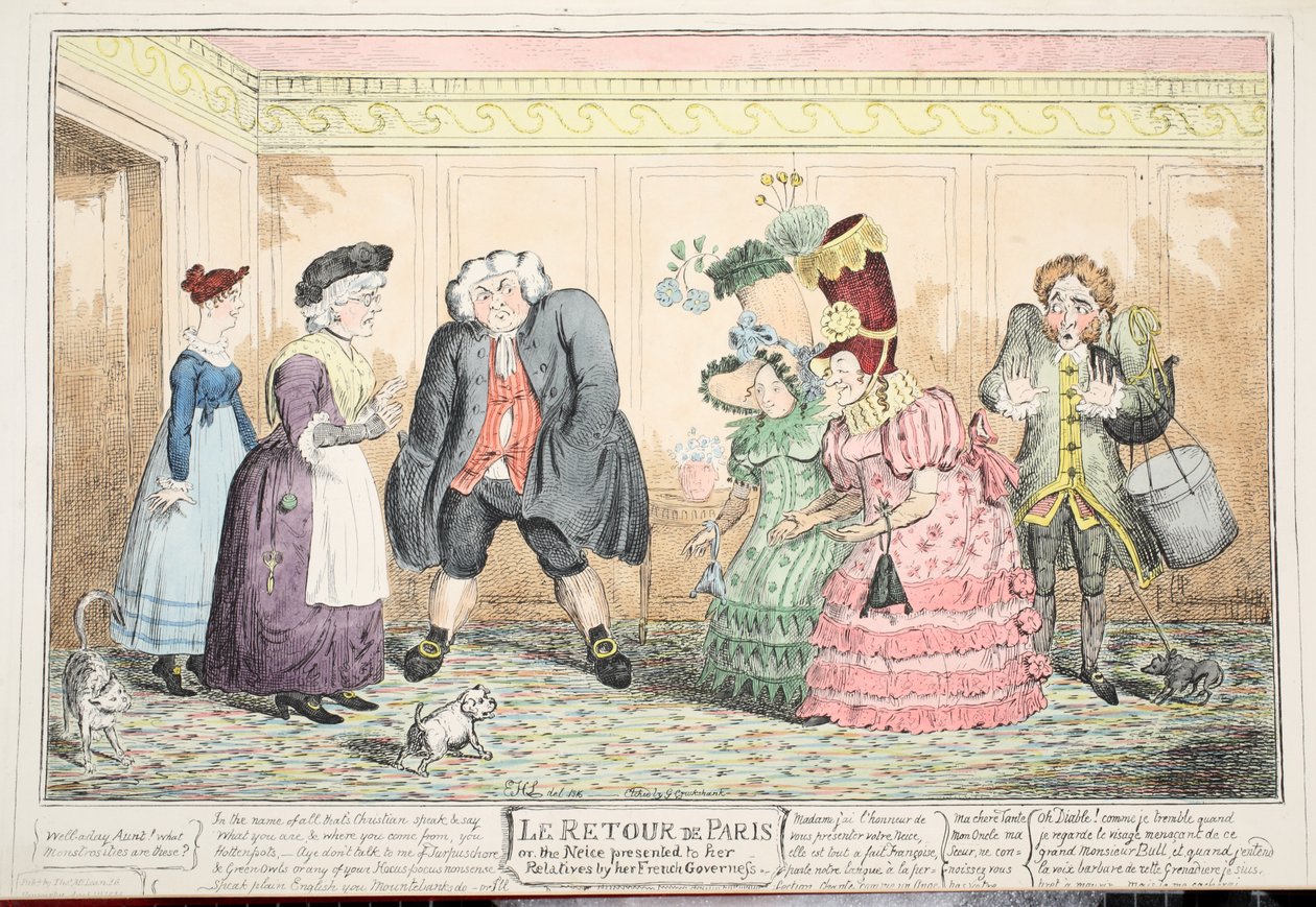 Le Retour de Paris, ou, la Nièce présentée à ses parents par sa gouvernante française, 1816 - George Cruikshank