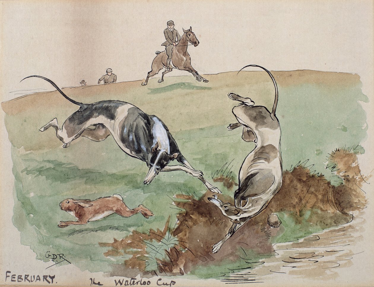 Le mois de février : Chasse au lièvre - George Derville Rowlandson