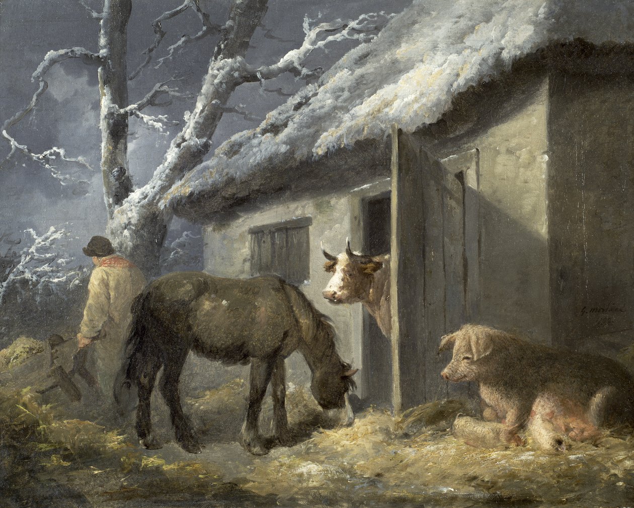 Cour de ferme en hiver - George Morland