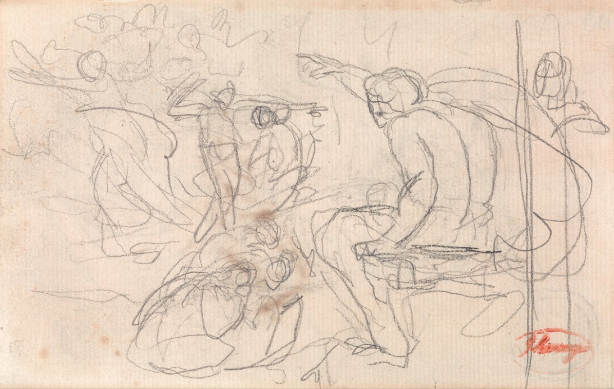 Possiblement figure assise prononçant un jugement sur une figure agenouillée - George Romney