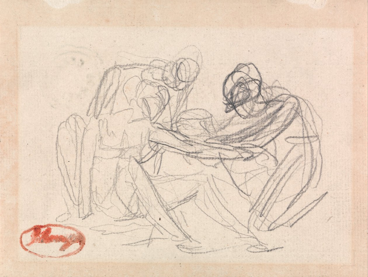 Deux figures agenouillées devant une figure assise - George Romney
