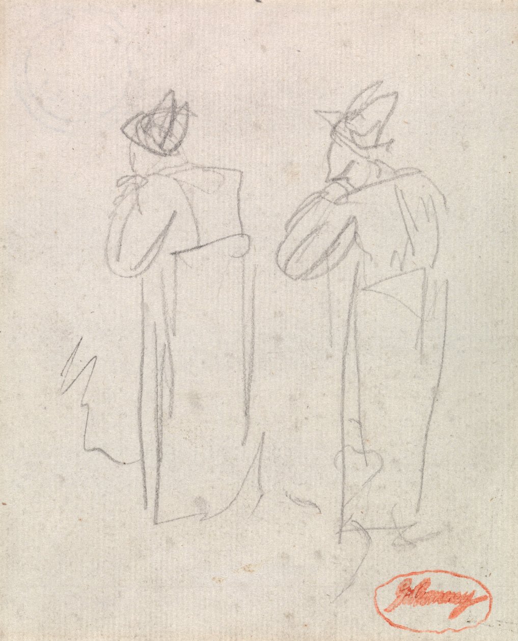 Deux figures debout portant des chapeaux hauts - George Romney