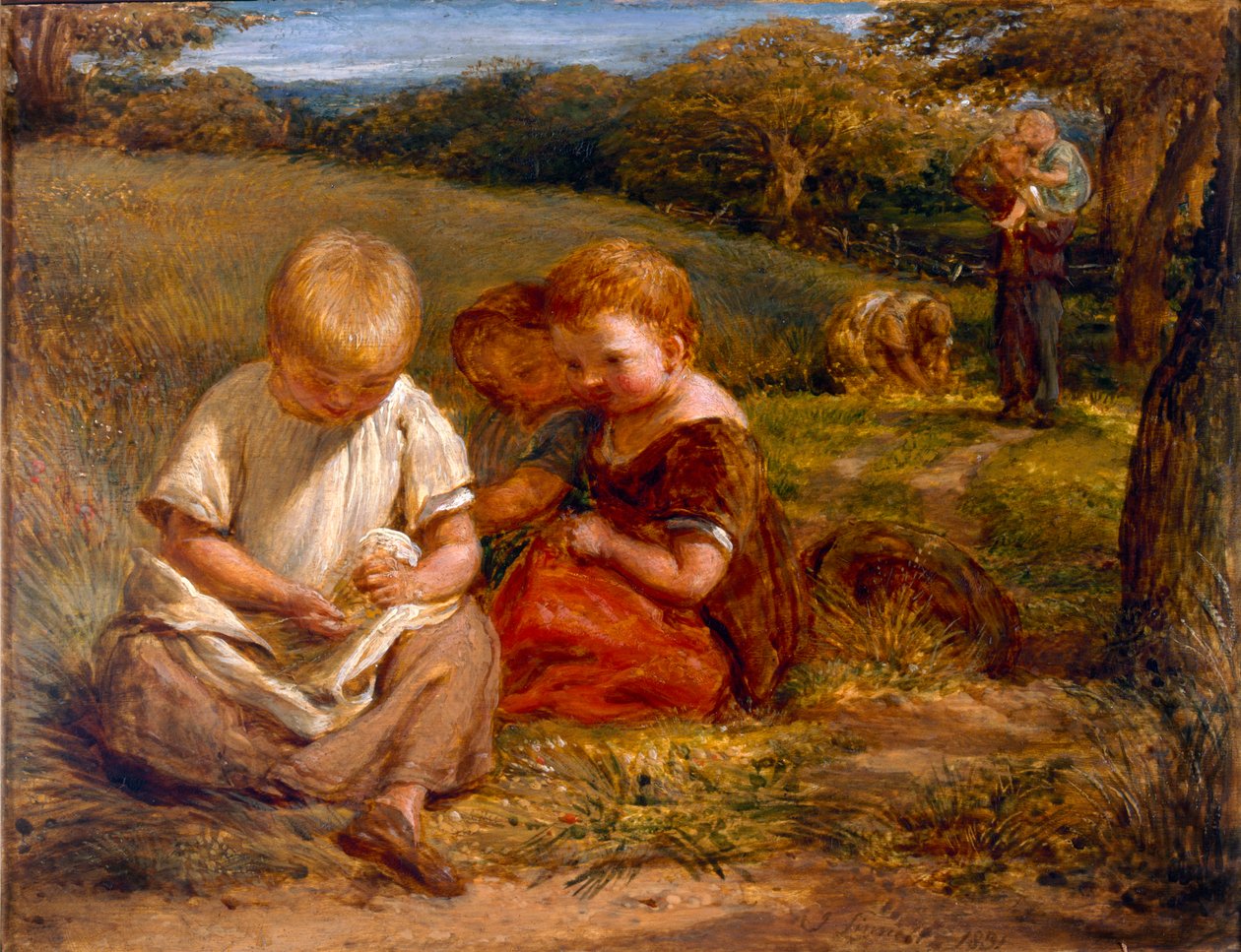 Enfants cueillant des fleurs sauvages - George Smith