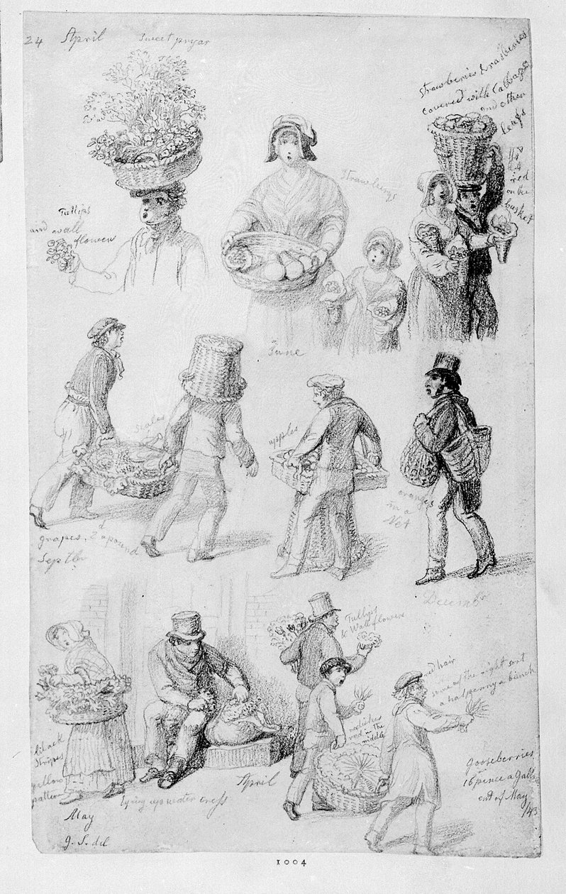 Vendeurs de rue de Londres : Les Cris de Londres, 1843 - George Snr Scharf