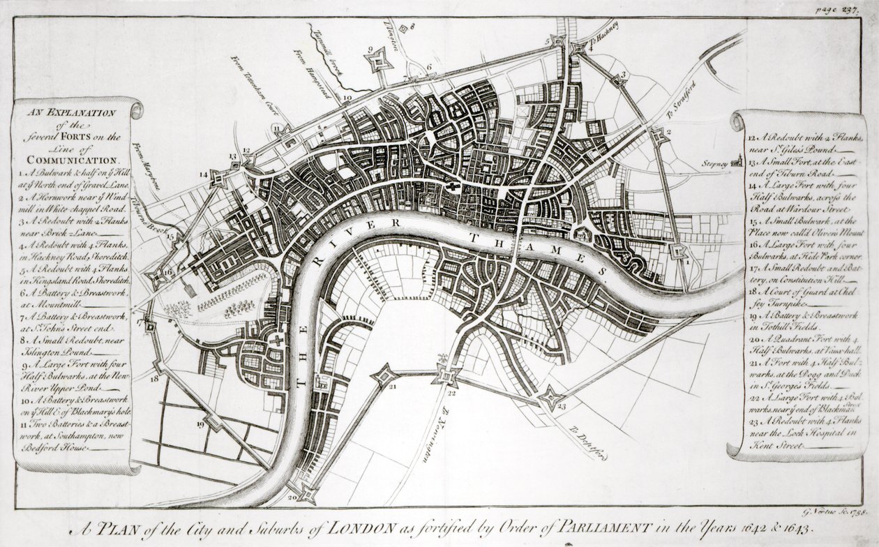 Fortifications de Londres en 1642 et 1643, 1738 - George Vertue