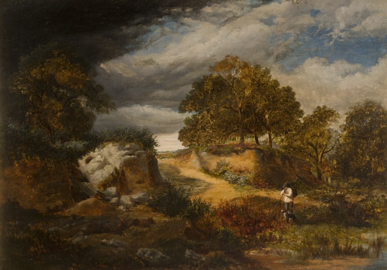 Paysage avec figure et chien - George Vicat Cole