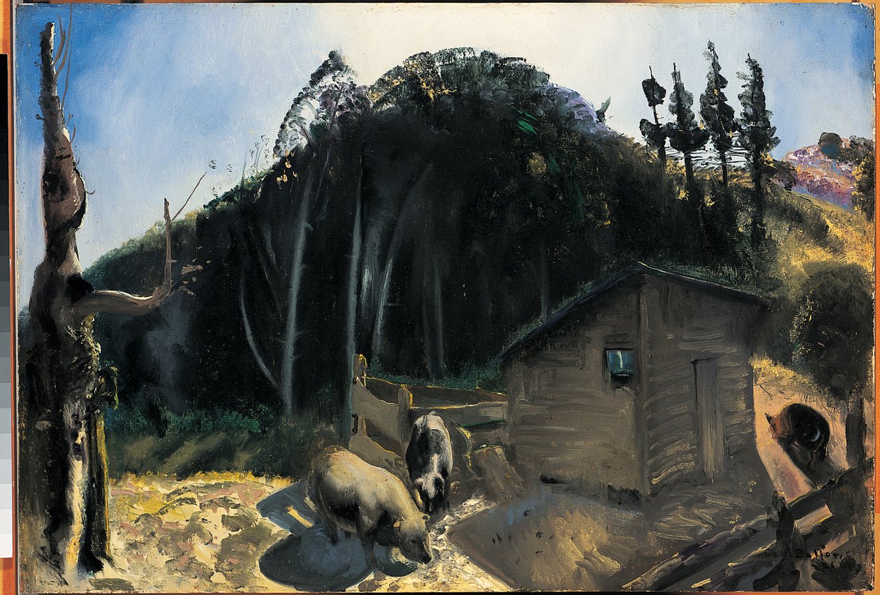 Trois cochons et une montagne, c.1922 - George Wesley Bellows