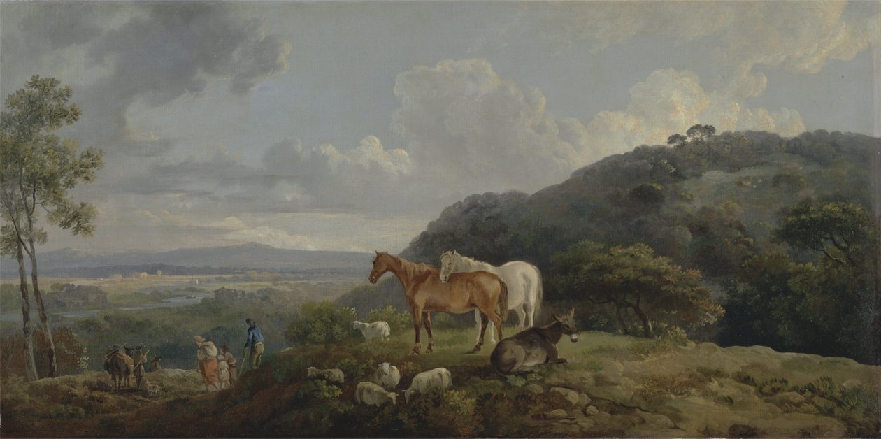 Matin : Paysage avec Juments et Moutons, vers 1770-80 - George the Elder Barret