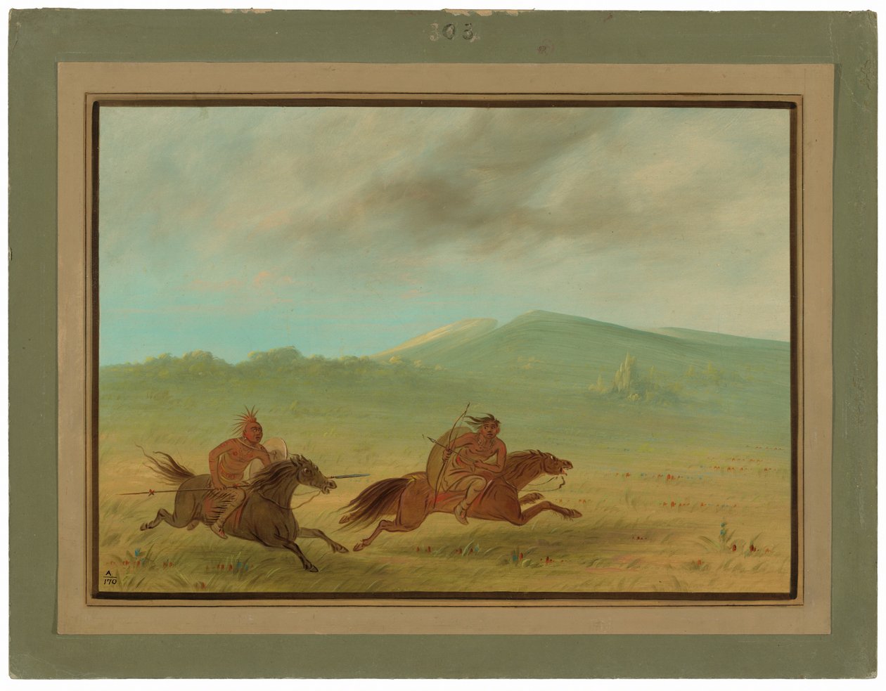 Un Indien Osage poursuivant un Camanchee - George Catlin